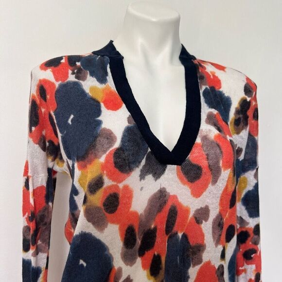 J Crew 100% Linen Floral abstract Sweater - Picture 2 of 8